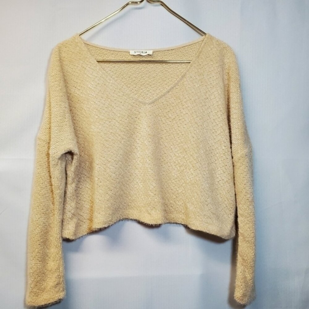 Storia cropped long sleeve V-neck sweater